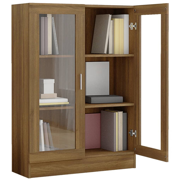 Vitrinekast 82,5x30,5x115 cm bewerkt hout bruineikenkleurig