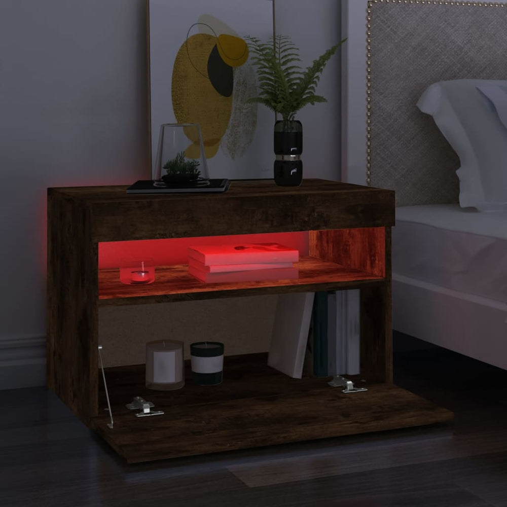 Tv-meubel met LED-verlichting 60x35x40 cm gerookt eikenkleurig MeubelReus