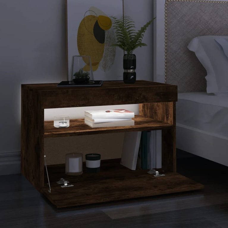 Tv-meubel met LED-verlichting 60x35x40 cm gerookt eikenkleurig MeubelReus