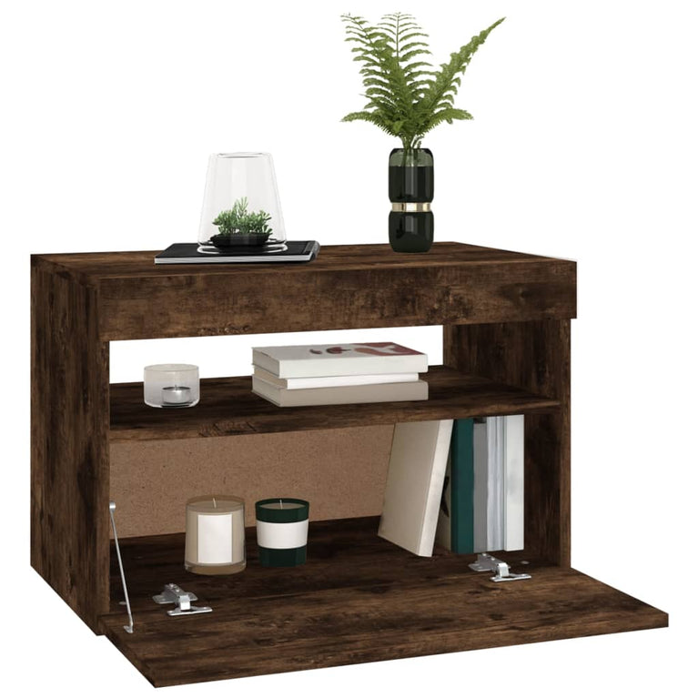 Tv-meubel met LED-verlichting 60x35x40 cm gerookt eikenkleurig MeubelReus