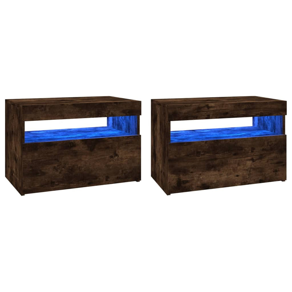 Tv-meubels 2 st met LED-verlichting 60x35x40 cm gerookt eiken MeubelReus