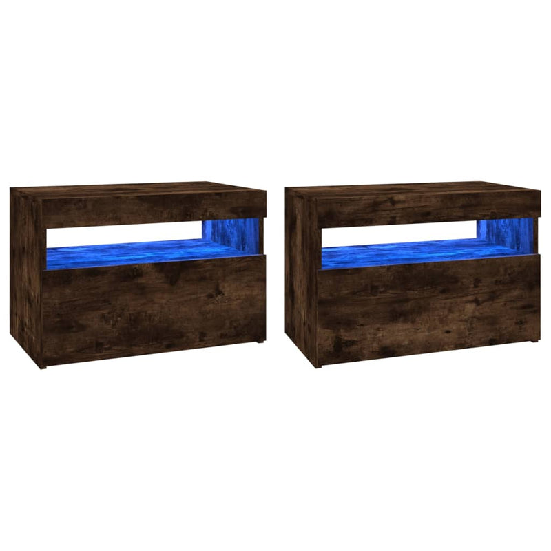 Tv-meubels 2 st met LED-verlichting 60x35x40 cm gerookt eiken MeubelReus