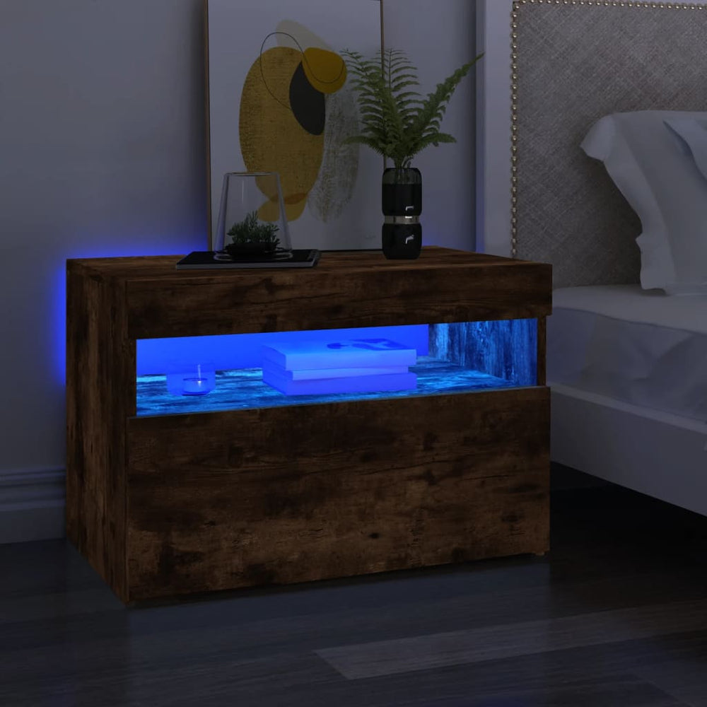 Tv-meubels 2 st met LED-verlichting 60x35x40 cm gerookt eiken MeubelReus
