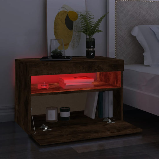 Tv-meubels 2 st met LED-verlichting 60x35x40 cm gerookt eiken MeubelReus