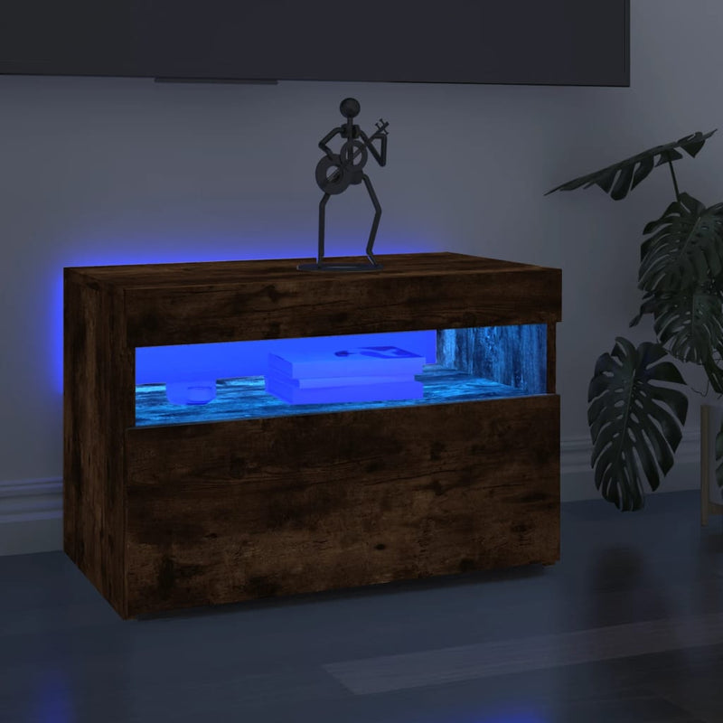 Tv-meubels 2 st met LED-verlichting 60x35x40 cm gerookt eiken MeubelReus