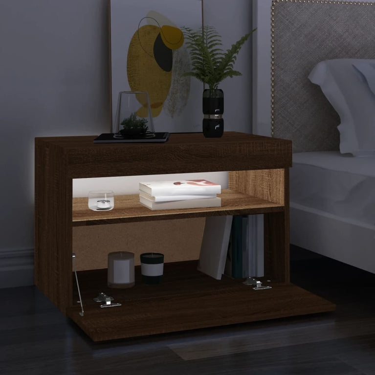 Tv-meubel met LED-verlichting 60x35x40 cm bruineikenkleurig MeubelReus