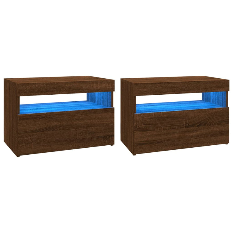 Tv-meubels 2 st met LED-verlichting 60x35x40 cm bruineikenkleur MeubelReus