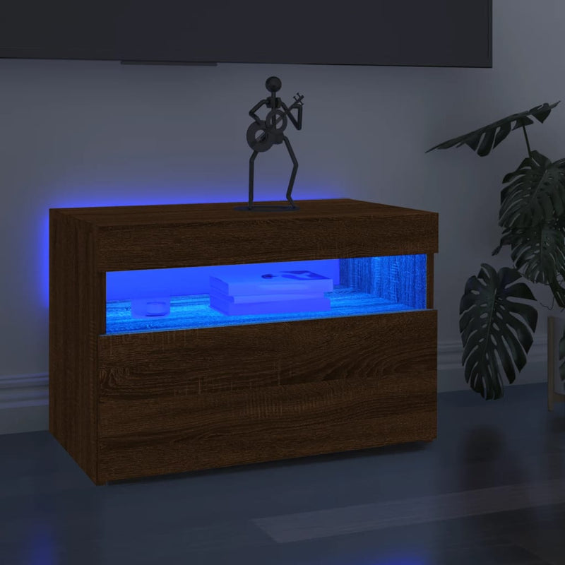 Tv-meubels 2 st met LED-verlichting 60x35x40 cm bruineikenkleur MeubelReus