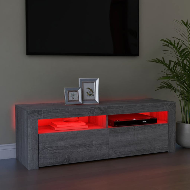 Tv-meubel met LED-verlichting 120x35x40 cm grijs sonoma eiken MeubelReus