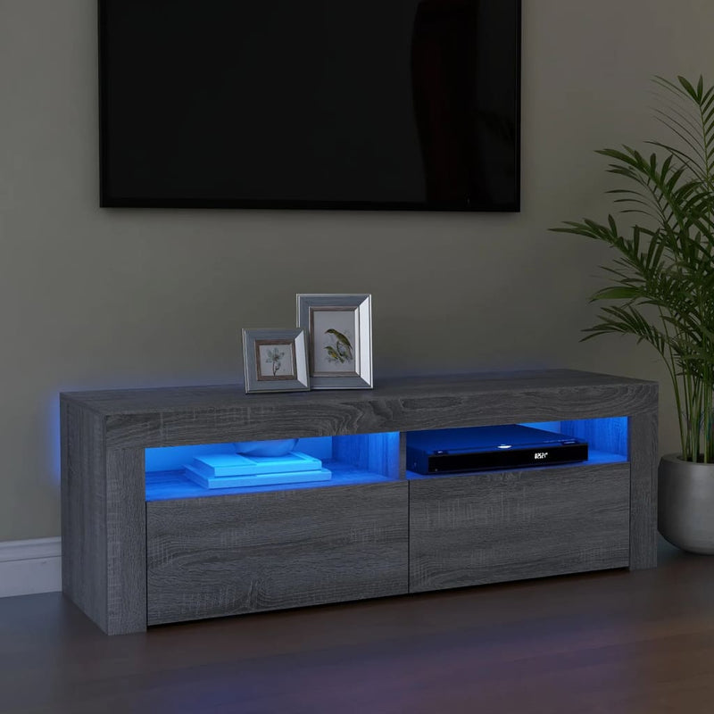 Tv-meubel met LED-verlichting 120x35x40 cm grijs sonoma eiken MeubelReus