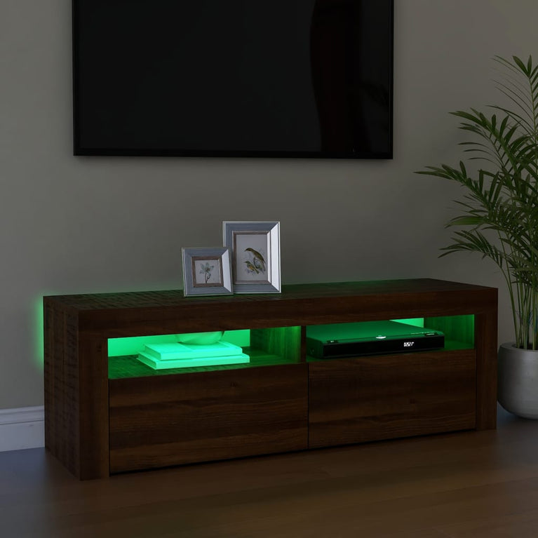 Tv-meubel met LED-verlichting 120x35x40 cm bruineikenkleurig MeubelReus