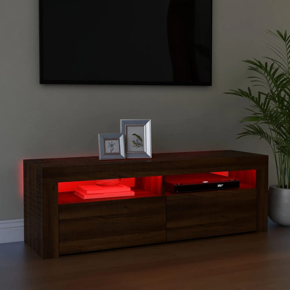 Tv-meubel met LED-verlichting 120x35x40 cm bruineikenkleurig MeubelReus