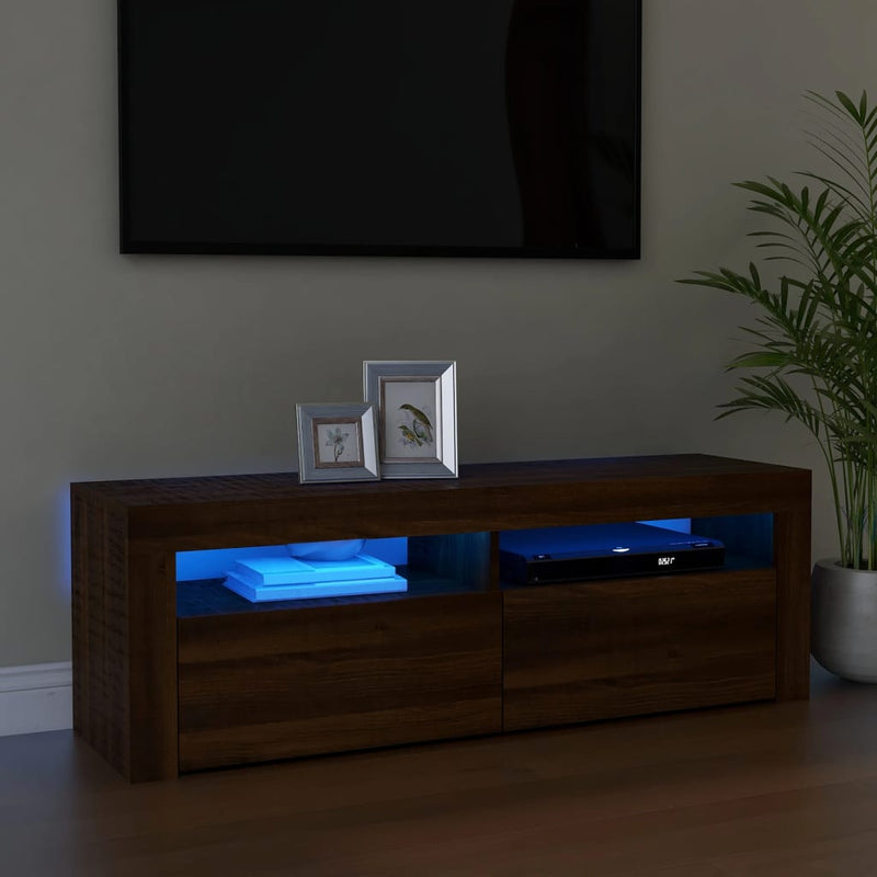 Tv-meubel met LED-verlichting 120x35x40 cm bruineikenkleurig MeubelReus