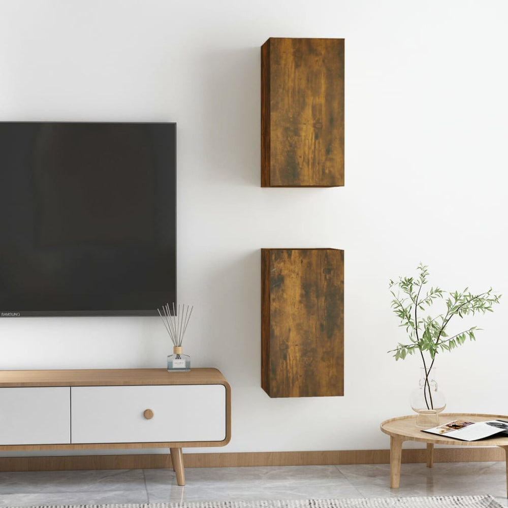 Tv-meubelen 2 st 30,5x30x60 cm bewerkt hout gerookt eikenkleur MeubelReus