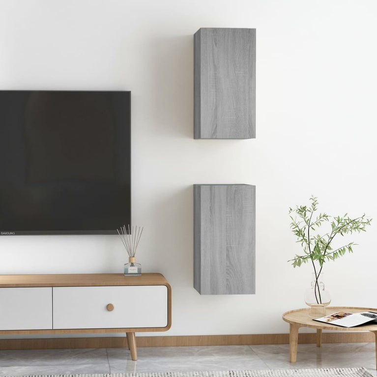Tv-meubelen 2 st 30,5x30x60 cm bewerkt hout grijs sonoma eiken