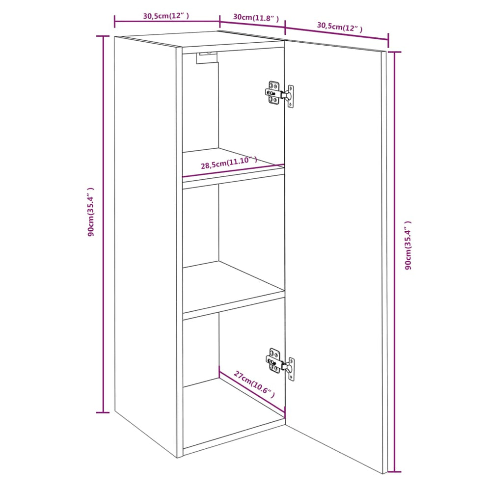 Tv-meubel 30,5x30x90 cm bewerkt hout bruineikenkleurig MeubelReus