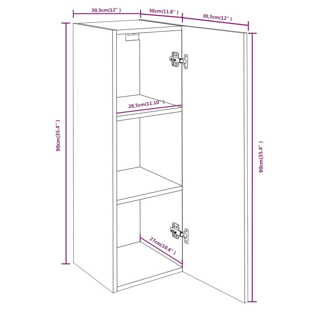 Tv-meubelen 2 st 30,5x30x90 cm bewerkt hout bruineikenkleurig MeubelReus