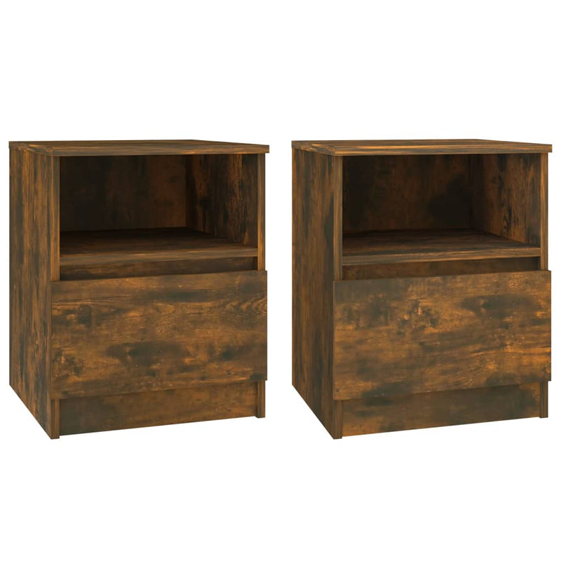 Nachtkastjes 2 st 40x40x50 cm bewerkt hout gerookt eikenkleurig MeubelReus