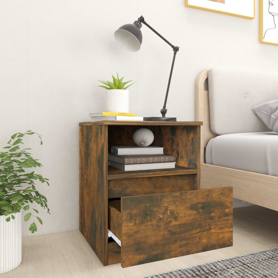 Nachtkastjes 2 st 40x40x50 cm bewerkt hout gerookt eikenkleurig MeubelReus