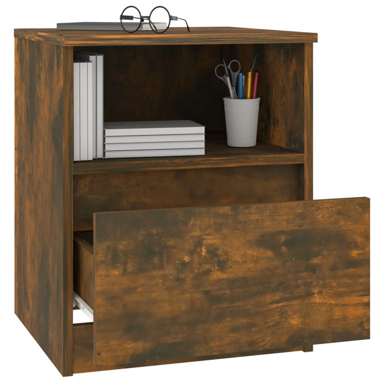 Nachtkastjes 2 st 40x40x50 cm bewerkt hout gerookt eikenkleurig MeubelReus