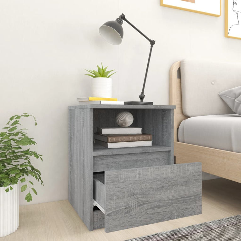 Nachtkastjes 2 st 40x40x50 cm bewerkt hout grijs sonoma eiken MeubelReus