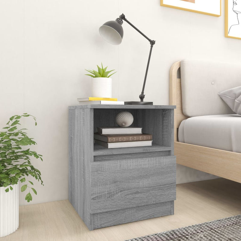 Nachtkastjes 2 st 40x40x50 cm bewerkt hout grijs sonoma eiken MeubelReus