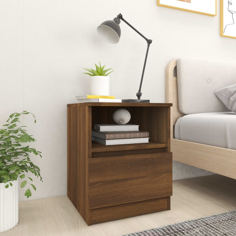 Nachtkastjes 2 st 40x40x50 cm bewerkt hout bruin eikenkleur MeubelReus