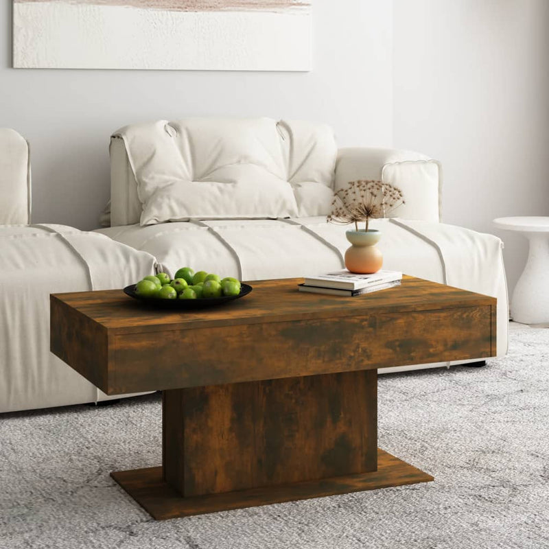 Salontafel 96x50x45 cm bewerkt hout gerookt eikenkleurig