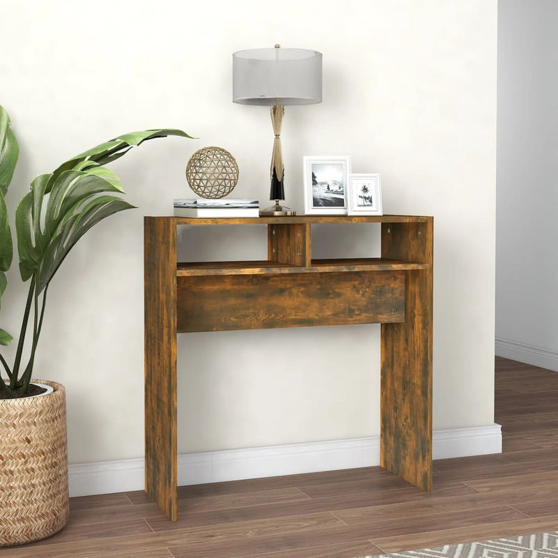 Wandtafel 78x30x80 cm bewerkt hout gerookt eikenkleurig MeubelReus