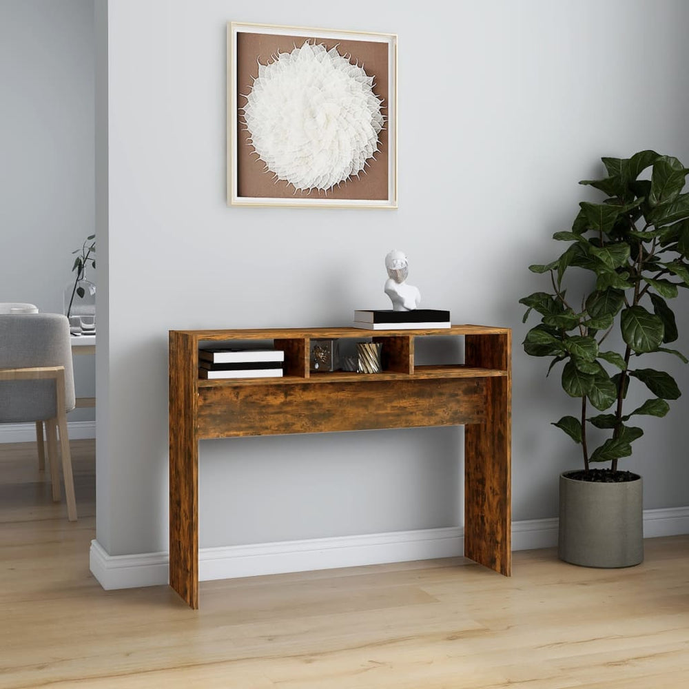 Wandtafel 105x30x80 cm bewerkt hout gerookt eikenkleurig MeubelReus