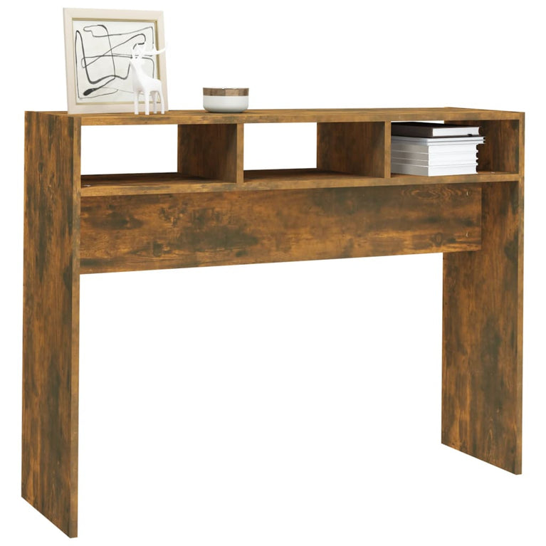 Wandtafel 105x30x80 cm bewerkt hout gerookt eikenkleurig MeubelReus