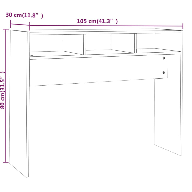 Wandtafel 105x30x80 cm bewerkt hout gerookt eikenkleurig MeubelReus