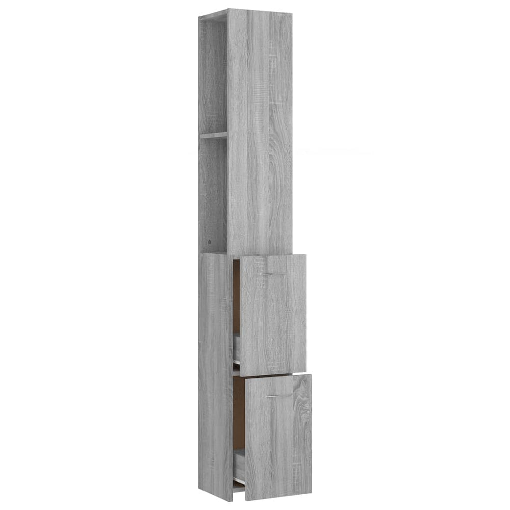 Badkamerkast 25x26,5x170cm bewerkt hout grijs sonoma eikenkleur MeubelReus