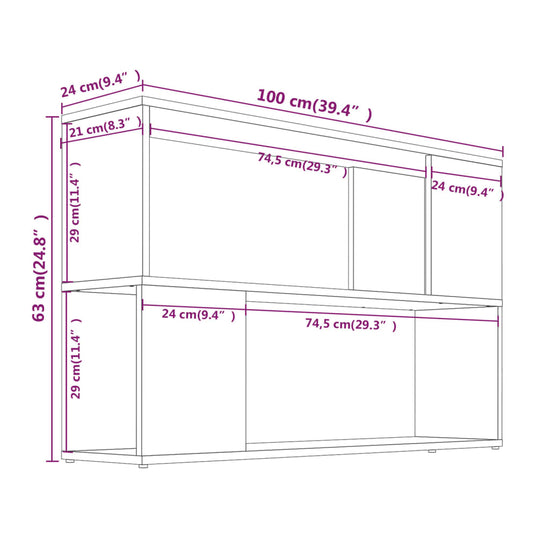 Boekenkast 100x24x63 cm bewerkt hout gerookt eikenkleurig MeubelReus