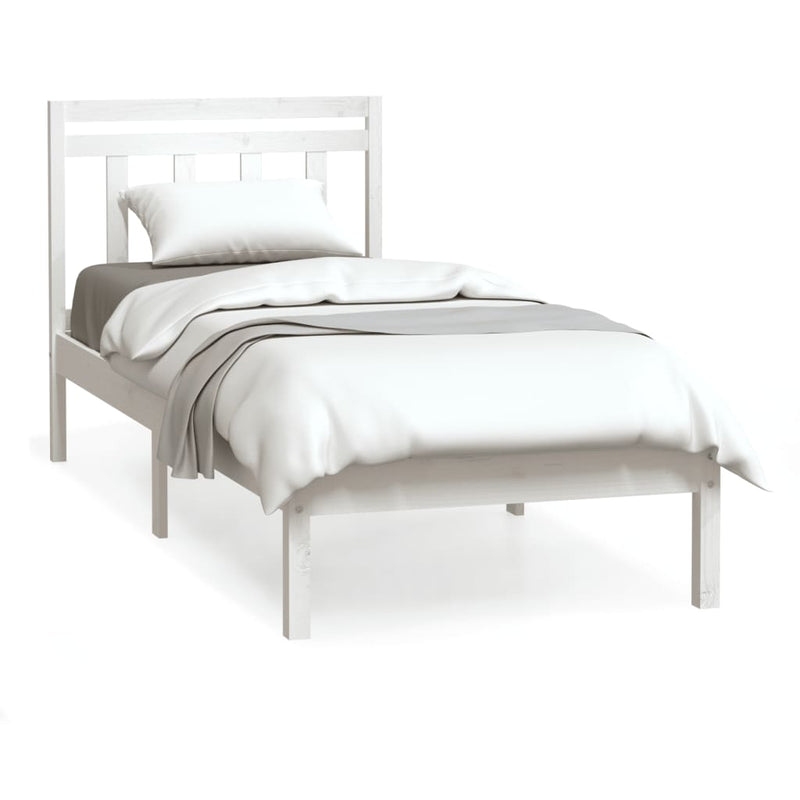 Bedframe massief hout wit 75x190 cm 2FT6 small single