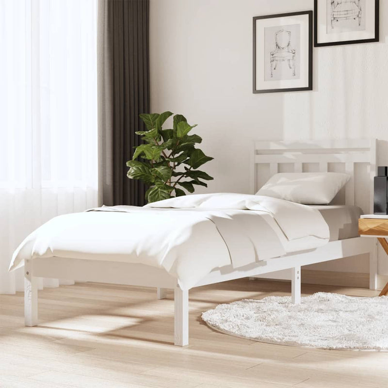 Bedframe massief hout wit 75x190 cm 2FT6 small single
