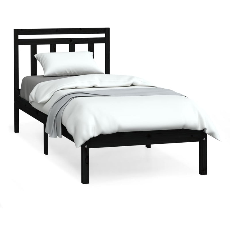 Bedframe massief hout zwart 75x190 cm 2FT6 small single