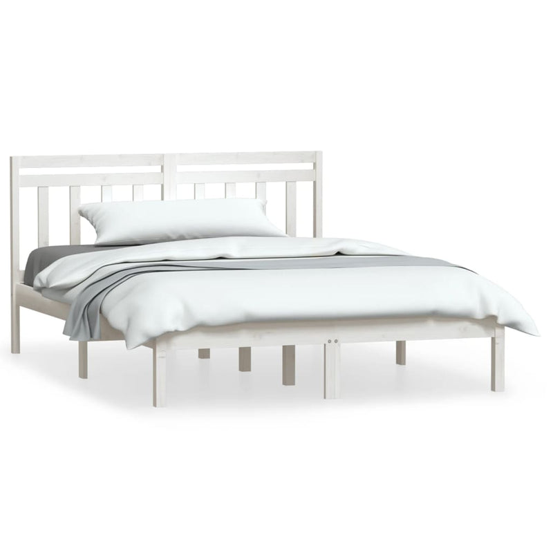 Bedframe massief hout wit 120x190 cm 4FT small double