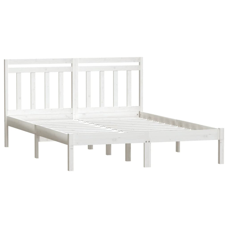 Bedframe massief hout wit 120x190 cm 4FT small double
