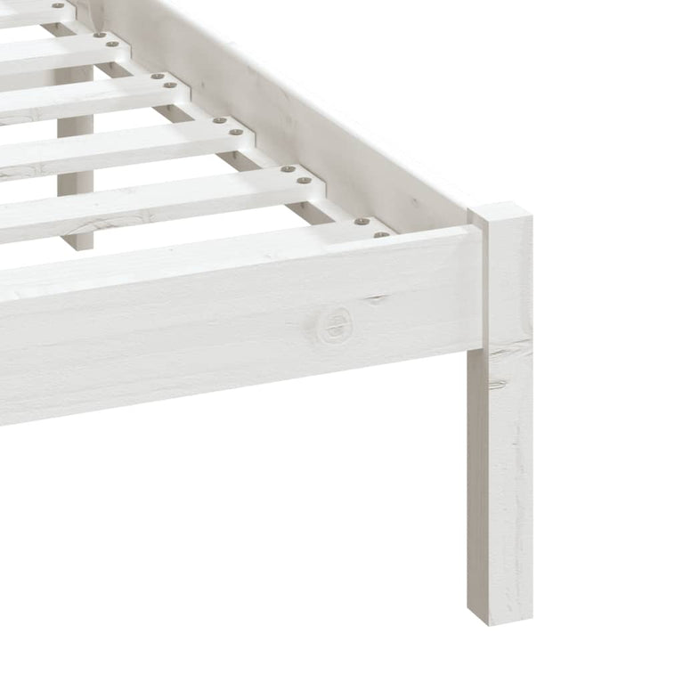 Bedframe massief hout wit 120x190 cm 4FT small double