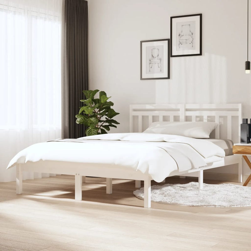 Bedframe massief hout wit 120x190 cm 4FT small double