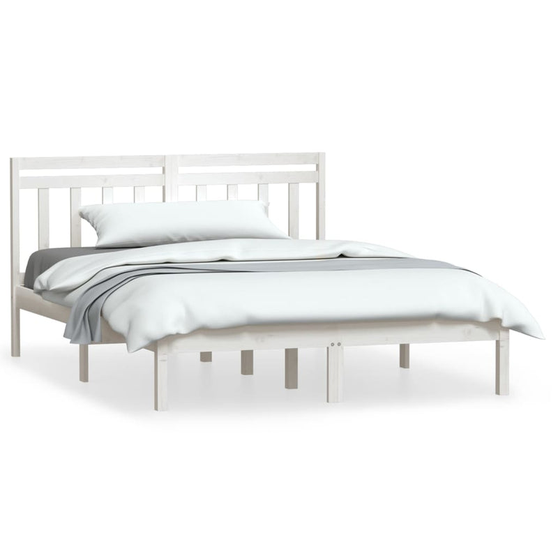 Bedframe massief grenenhout wit 140x190 cm