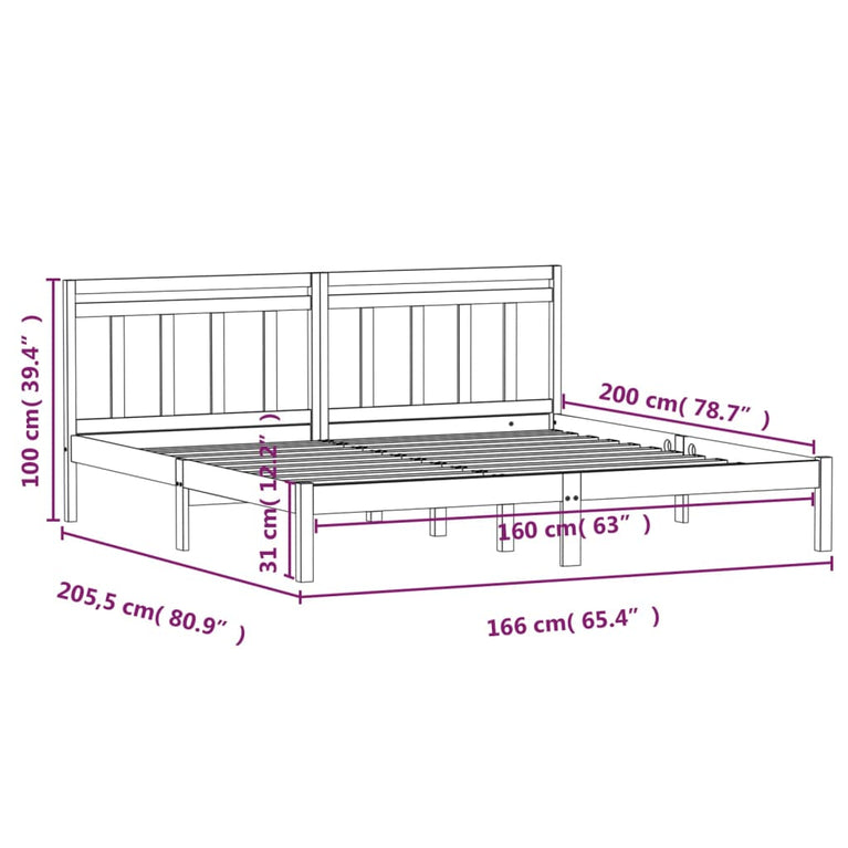 Bedframe massief grenenhout 160x200 cm