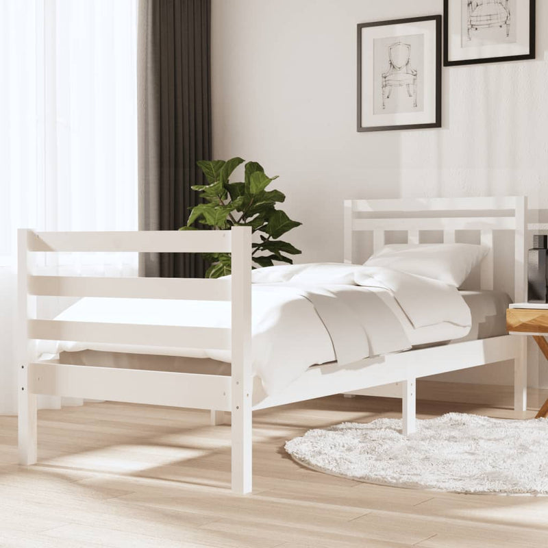 Bedframe massief hout wit 90x190 cm 3FT Single