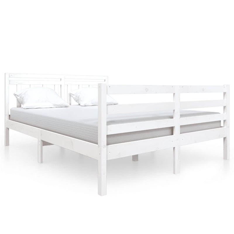 Bedframe massief hout wit 140x190 cm