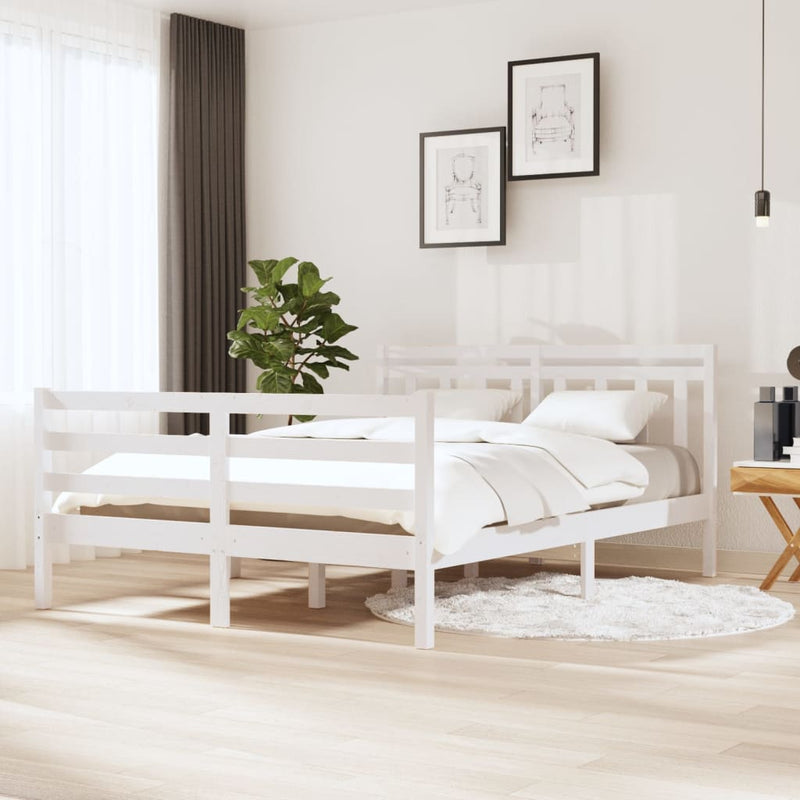 Bedframe massief hout wit 140x190 cm
