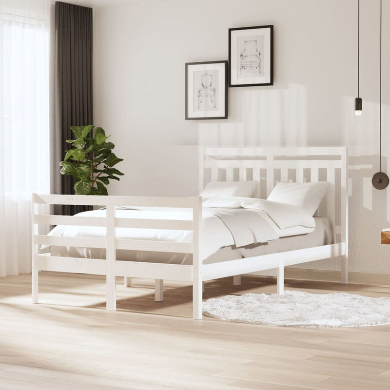 Bedframe massief hout wit 120x200 cm