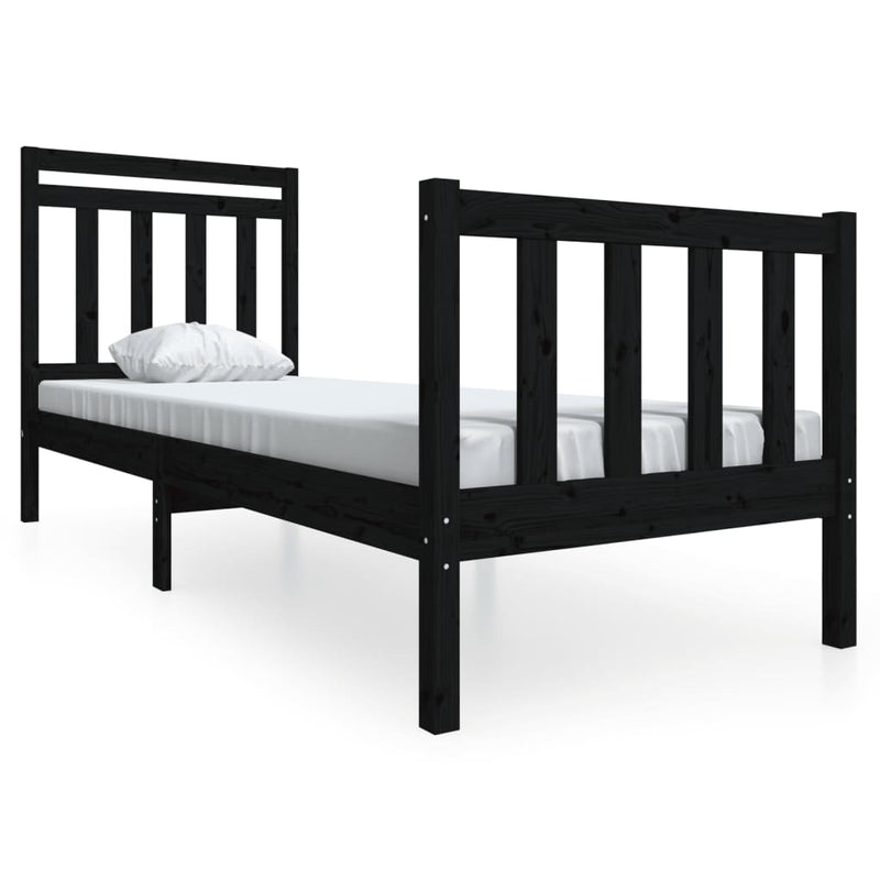 Bedframe massief hout zwart 75x190 cm 2FT6 Small Single