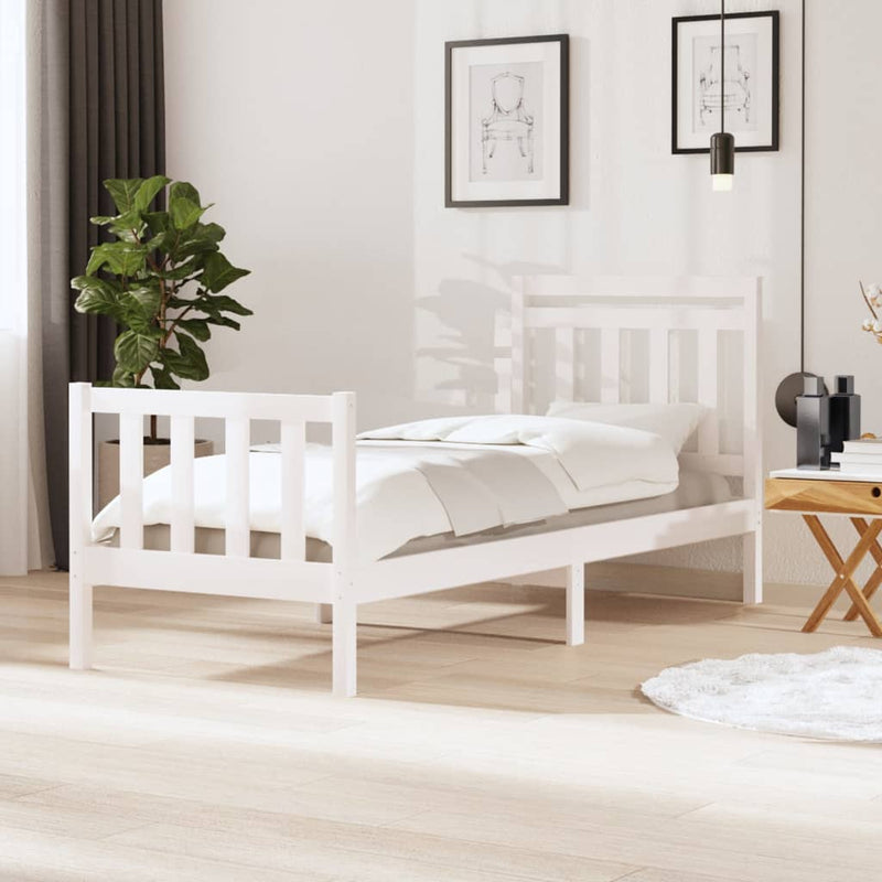 Bedframe massief hout wit 90x190 cm 3FT6 Single