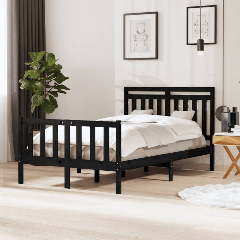 Bedframe massief hout zwart 120x190 cm 4FT Small Double